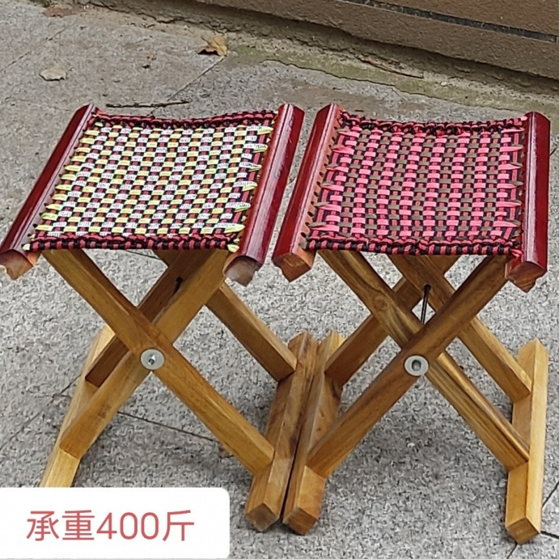 Taburete plegable al aire libre antiguo de madera sólida de madera Maza, taburete de barbacoa para el hogar, taburete de pesca portátil