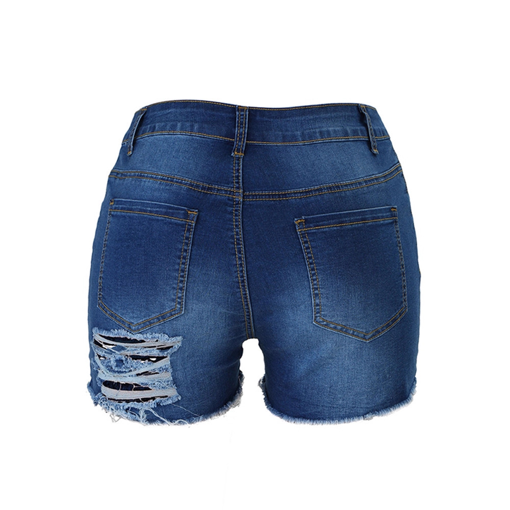 La primavera y el verano de Europa y América transfronteriza nueva elástico sexy pantalones cortos de Mezclilla de las mujeres de alta calidad en stock vaqueros lavados moda