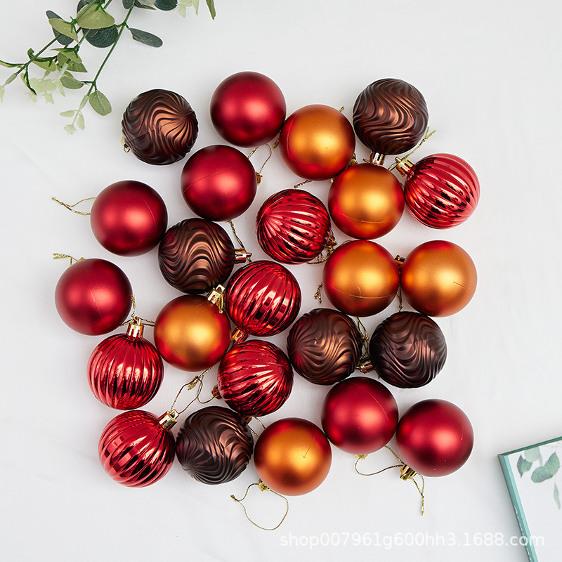 Colgante de Navidad transfronteriza 6 / 8cm bola chapada mate Navidad champaña decoración roja dorada colgante de Navidad