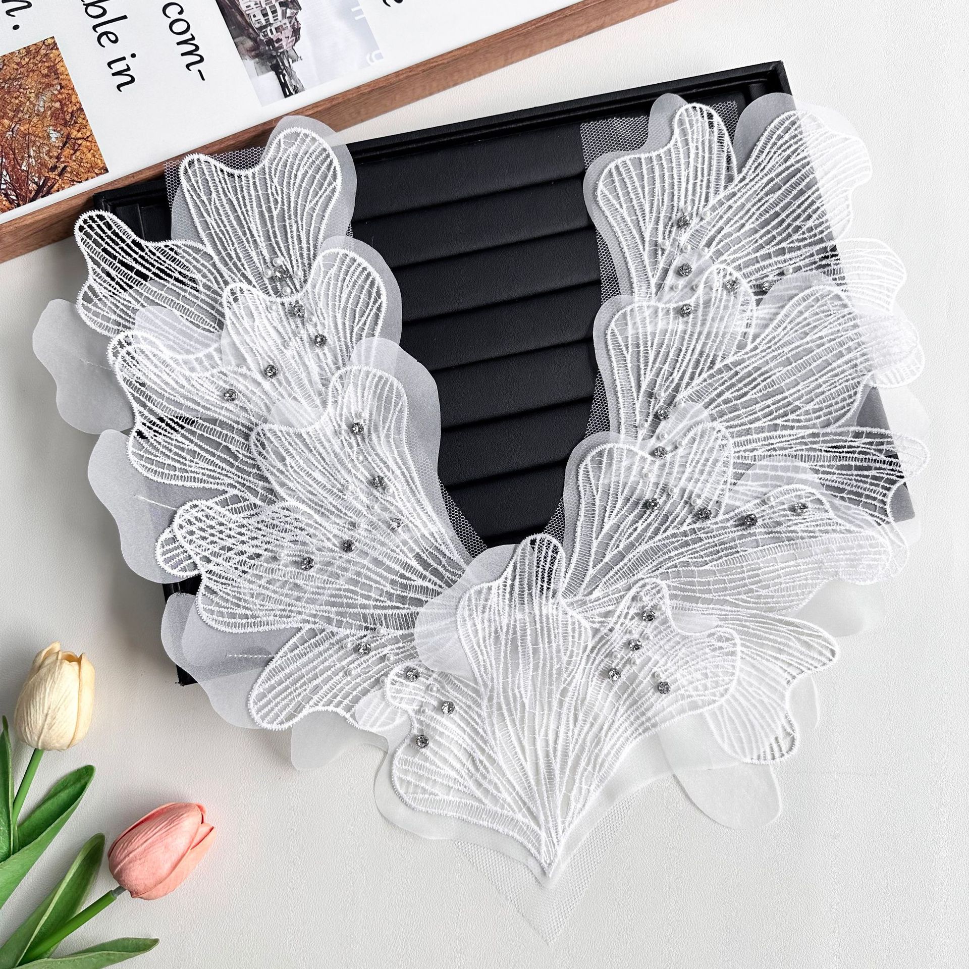 Encaje, cuentas, hilo de pescado, pegatinas de tela de flores tridimensionales, ropa de mujer, ropa de otoño y verano, camisas, accesorios de vestir image 1