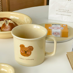 Japanese style ins wind milk fufu bear home ceramic anti-mouth mug office water cup high-value milk cup