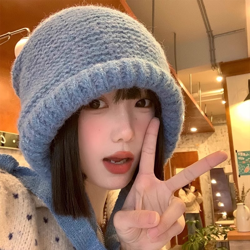 帽子女秋冬韩版毛线帽护耳保暖加厚骑行保暖可收纳包包针织毛线帽|undefined