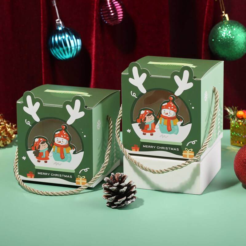 かわいいクリエイティブサンタ雪だるまリンゴ箱キャンディークッキー箱クリスマスプレゼント箱紙箱|undefined
