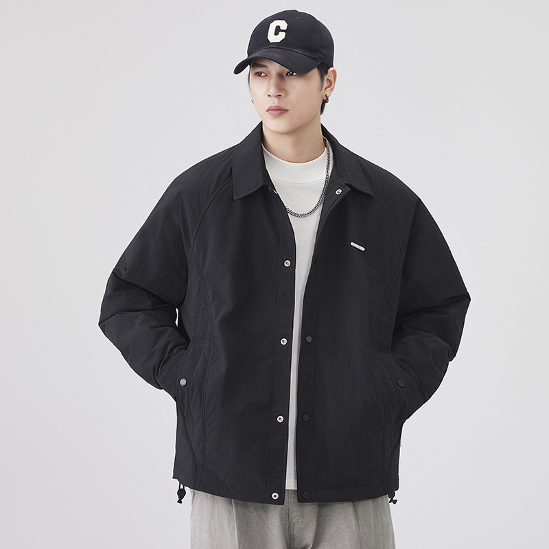 High-end 90 chaqueta blanca de plumón ligera chaqueta de entrenador de invierno masculino chaqueta de estilo americano retro marca de moda abrigo de solapa casual image 2