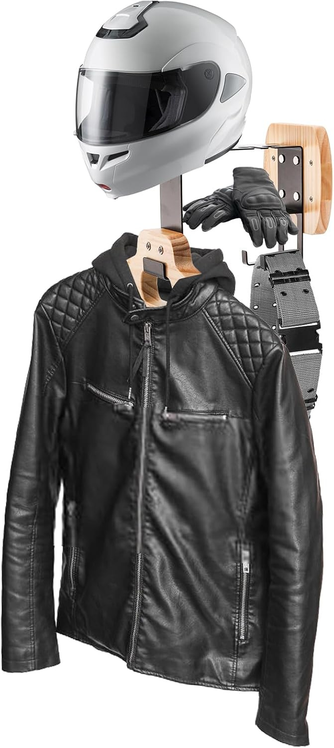 Tactical Helmet Rack Wooden Motorcycle Helmet Rack Wall-Mounted Hat Display Rack Motorcycle Jacket Jacket Storage Rack