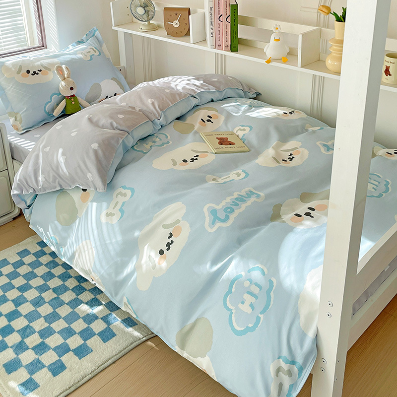 2025 New Style Skin-Friendly Cotton Aloe Vera Cotton Four-Piece Set of American Cotton Three-Piece Set of Student Dormitory Bed Sheetss and Quilt Covers