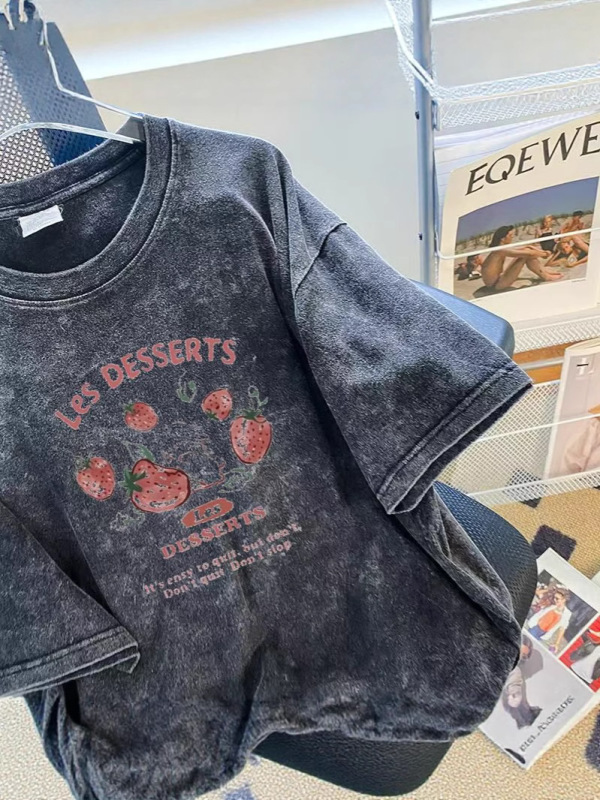 高品質 230 グラムヨーロッパとアメリカのヒップホップトレンディなブランド半袖 T シャツ女性の大きいサイズルーズオーバーサイズウォッシュブラック|undefined