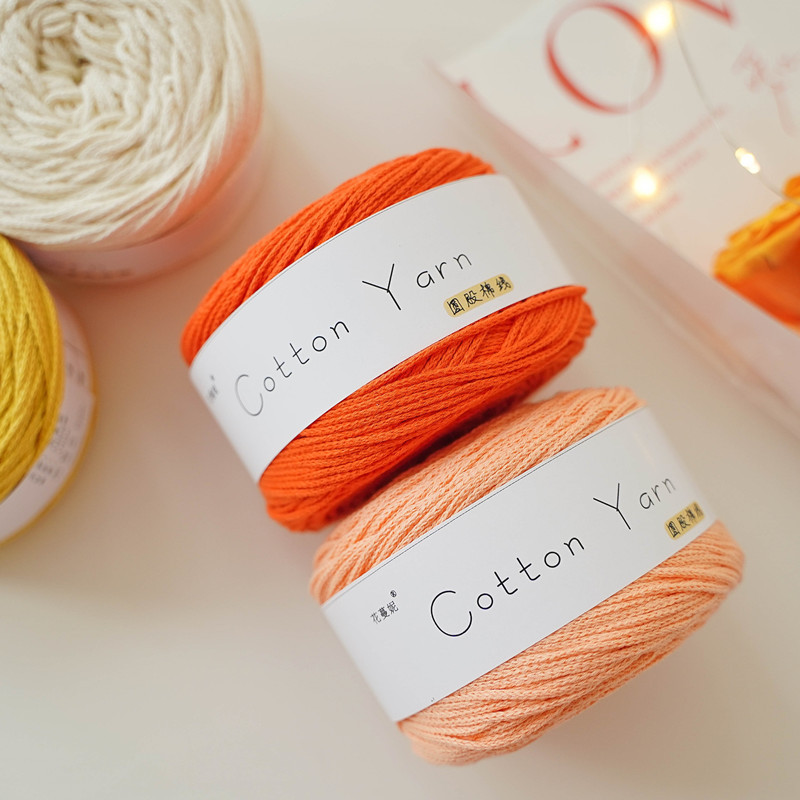 Huaman Ni Pure Cotton Round Strand Cotton Thread, Combed Cotton Linen Thread, All-Cotton Hollow Yarn for Hand Knitting, 1.5-2mm, 100 Grams