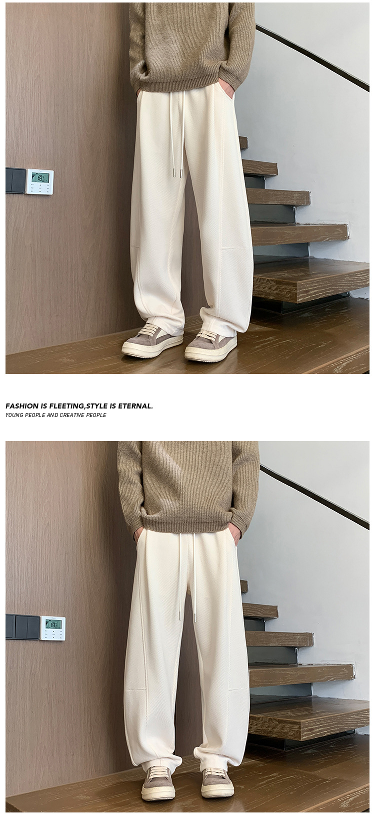 Herren Schwergewichtige Diagonal Schnitt Sweatpants Freizeithose_voghion.com