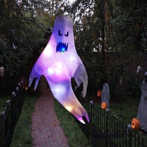 Halloween decoration hairdryer ghost Ghost Festival LED light-up ghost pendant party ghost face venue layout props