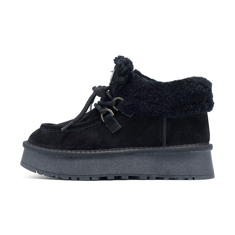 Winter boots platform, leather keep warm footwear