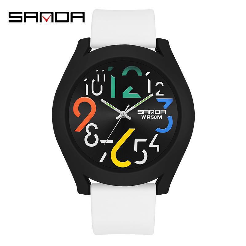 Sanda 9021 reloj electrónico de silicona desmontable anillo exterior de las mujeres de moda digital simple reloj deportivo