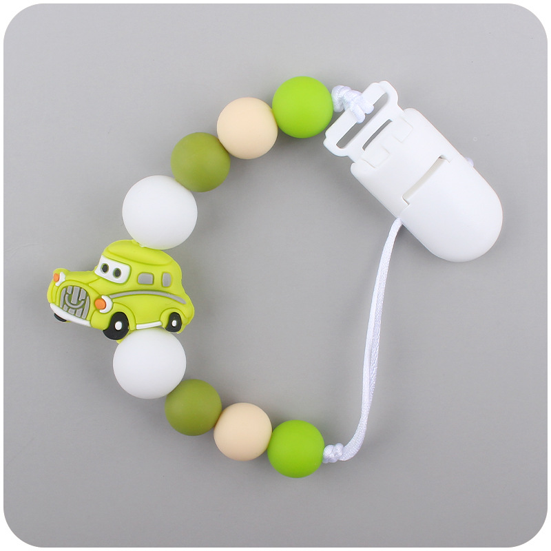 Bebé chupete de plástico clip DIY bebé chupete Cadena de dibujos animados camión de bomberos chupete cuerda de silicona Amazon