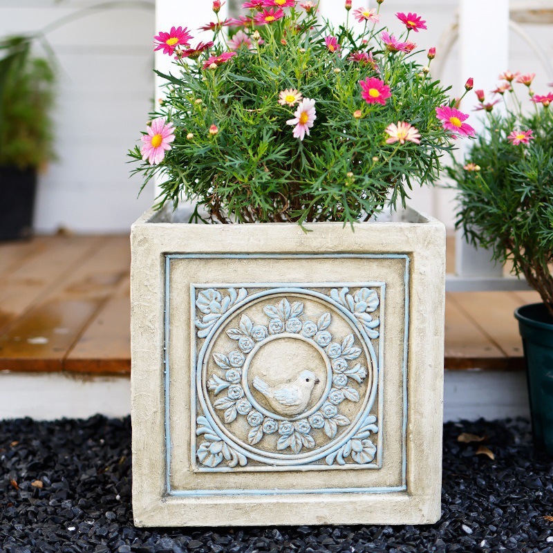 Maceta en maceta, cola de zorro, gran cuadrado, orquídea en relieve simple, usuario nórdico, jardín de mariposas creativas