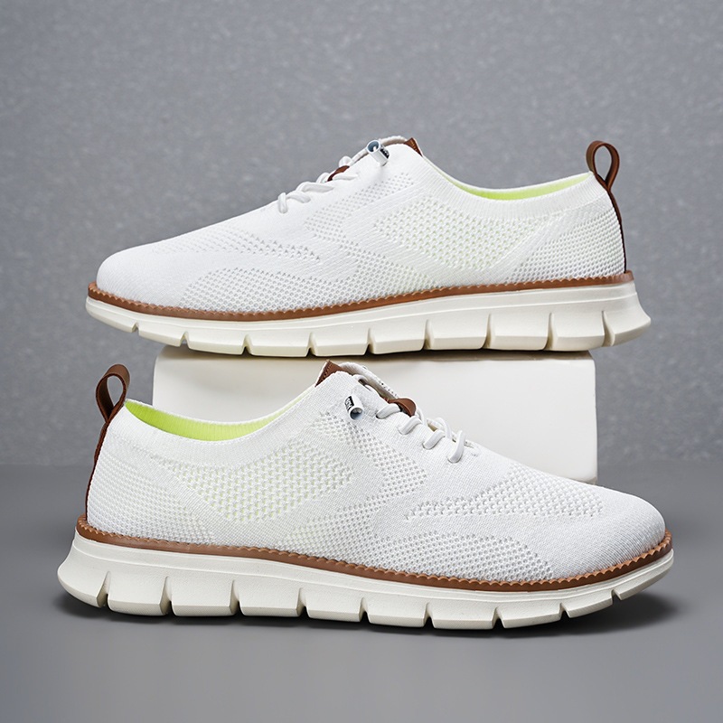 Oraliq severalar engil ish oyoq kiyimi bog'lovchi sport leisure erkak oyoq kiyimi nafas oladigan flying knit loafer katta o'lcham