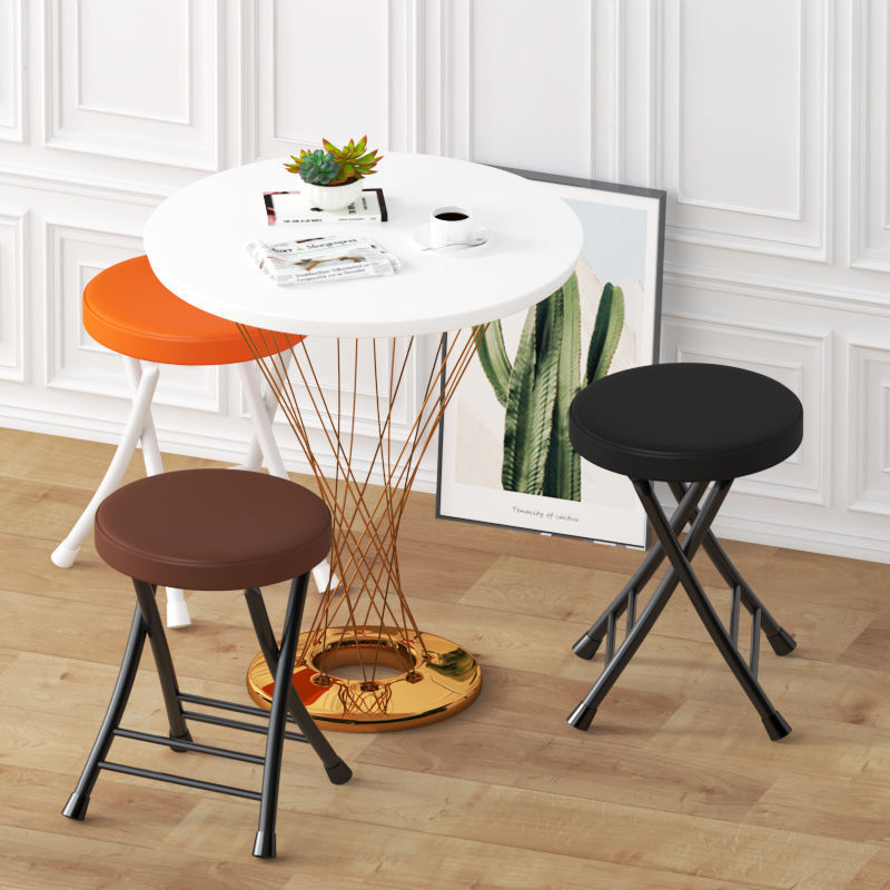 Silla plegable para restaurante de apartamento pequeño, tubo de acero, taburete plegable, restaurante comercial, dormitorio doméstico, engrosado y ligero