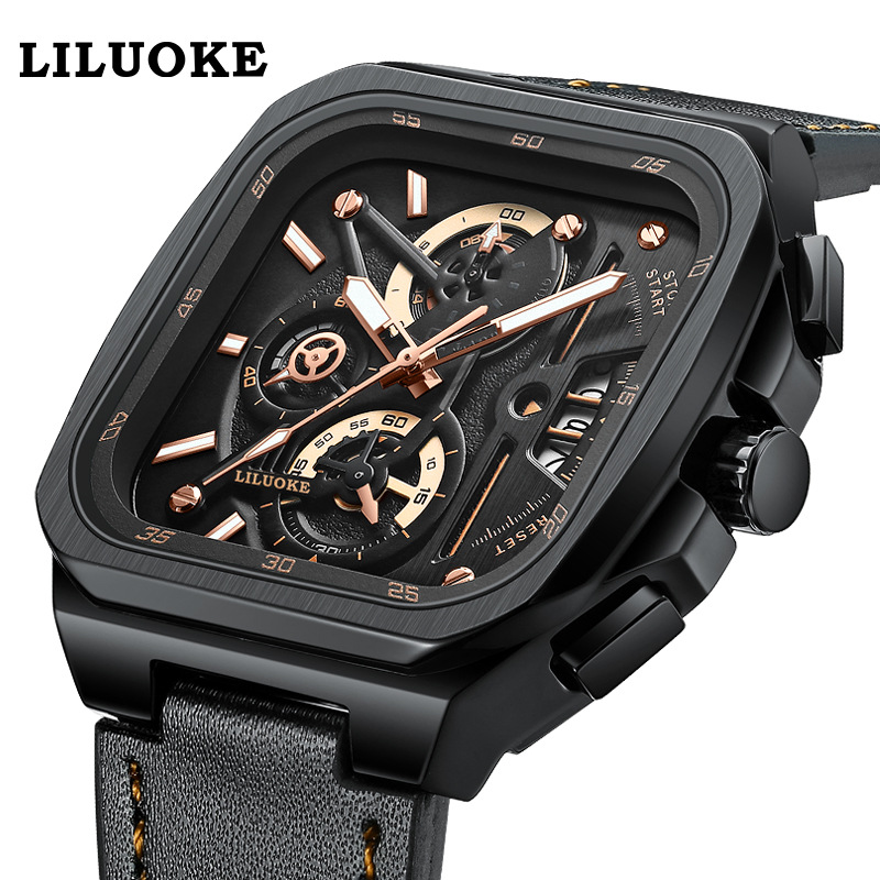 Una generación de potencia de cuarzo Locke reloj no mecánico para hombre al por mayor luminoso impermeable para hombre cuadrado de alta gama para hombre