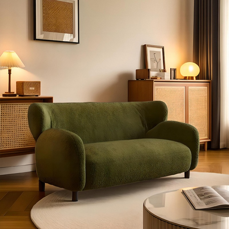 Medieval Style Designer Sofa Retro Small Apartment B&B Living Room Simple Design Double Fabric Sofa