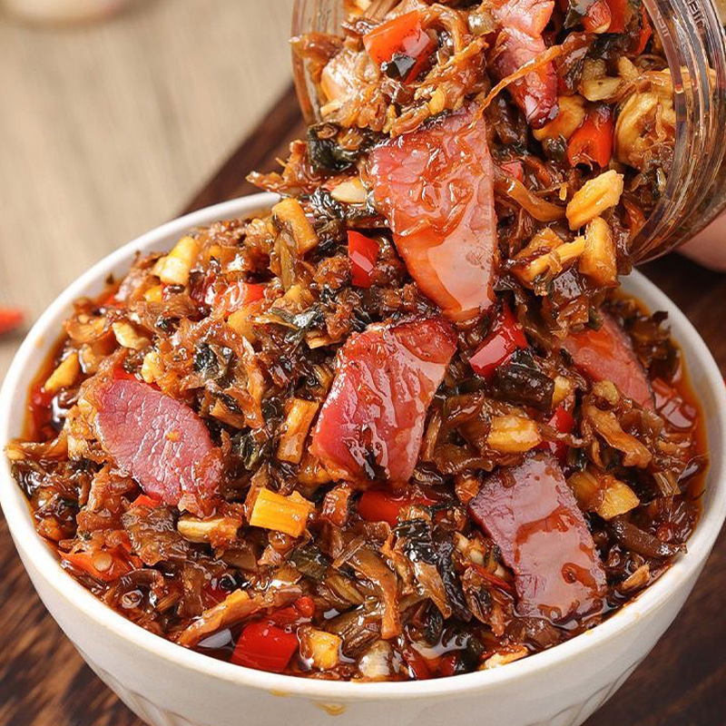 腊肉外婆菜下饭菜湖南特产正宗湘西瘦肉开胃农家自制咸菜拌饭即食|undefined