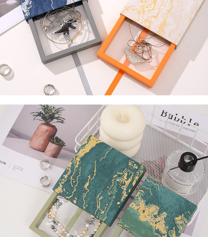 In Stock Gold-Plated Jewelry Box PE Film Storage Box Crystal Bracelet Packaging Box Drawer Suspension Box Beaded Bracelet Box