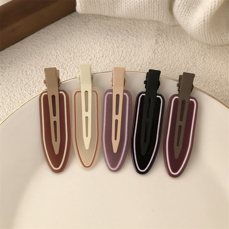 Clip de pelo coreano de color gelatina sin marcas de pala pequeña esmaltada boca de pato broca frente lateral frangeo broca broca de cabello maquillaje broca