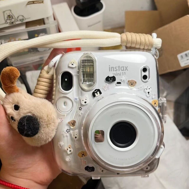 [Mini11 Transparent Case] Instax Crystal Case Polaroid Hard Shell Camera Protective Case Case Chain Trendy