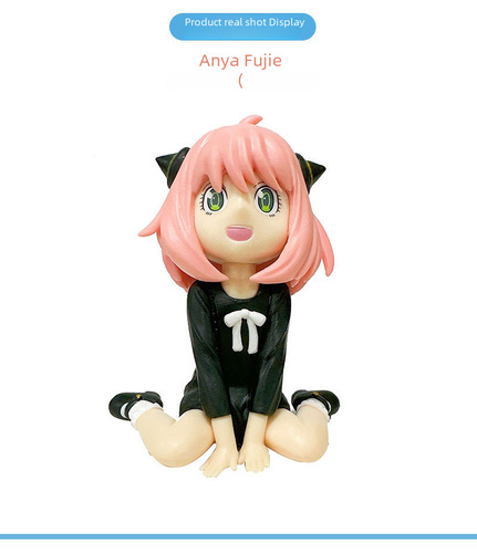 Action Figure of Spy Family Anime, Interchangeable Heads, Ania and Fudge Dual-Head Sculpt, Standing and Sitting Poses, Cute Decor