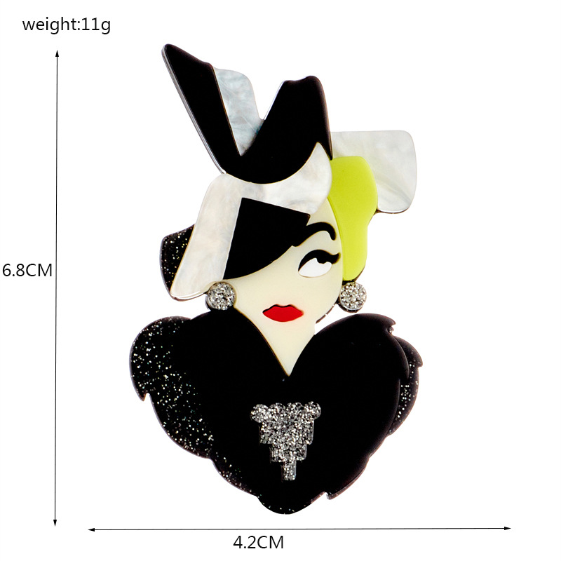 19g Weight Brooches Classification Casual Occasion Acrylic Material Human, Cartoon Character Pattern All Seasons Season Women's Gender Retro, Classic Style Style Retro Classic Style Pin Human Cartoon Character Acrylic Women's Brooches 9