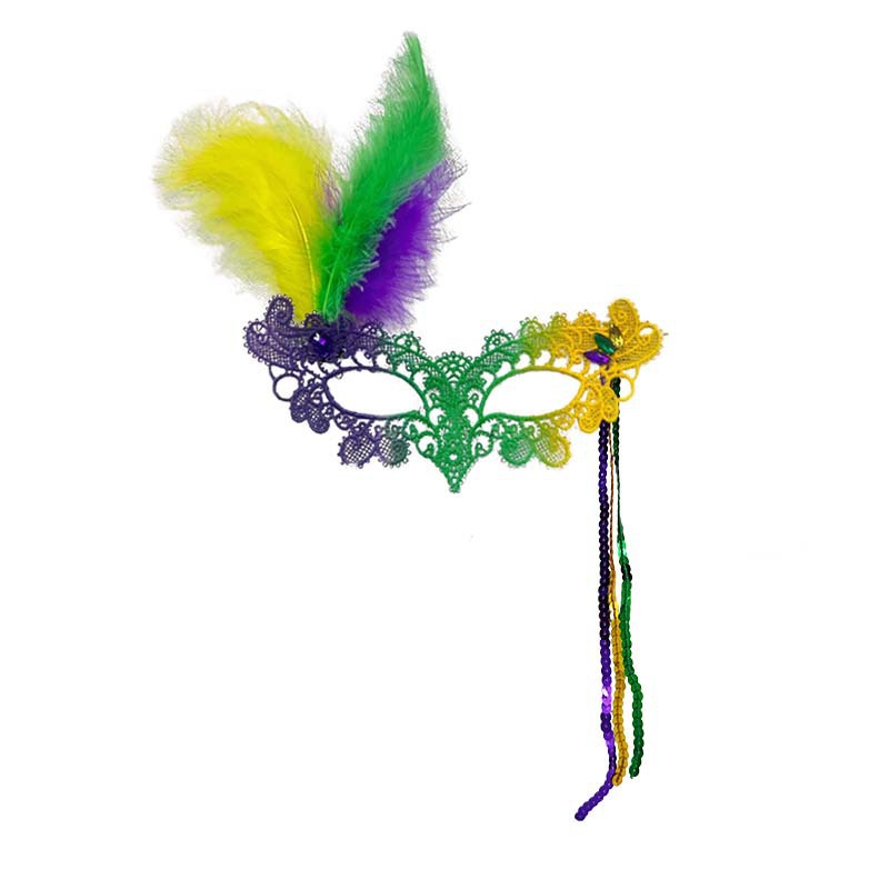 Amazon máscara de carnaval transfronterizo mitad cara encaje bordilla perforación adornos de baile plumas máscaras de ojos joyas de fiesta
