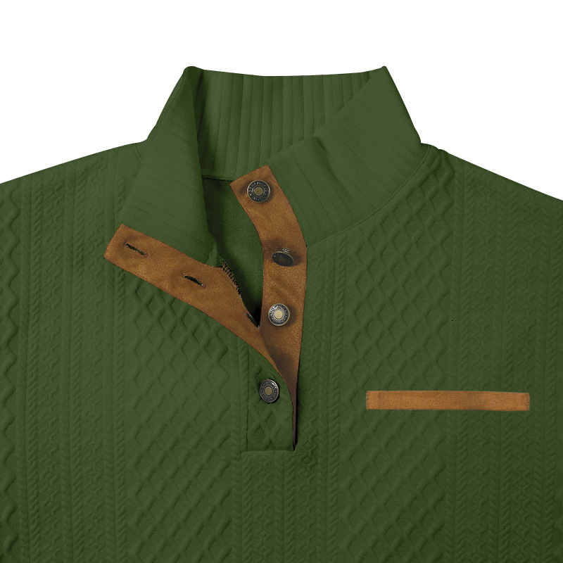 Men's Pullover Sweater Standing Neck Jacquard Knitted Outdoor_voghion.com
