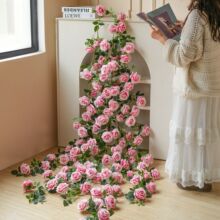 2027新款仿真玫瑰花藤网红花墙造景装饰假花藤蔓拱门管道遮挡花艺