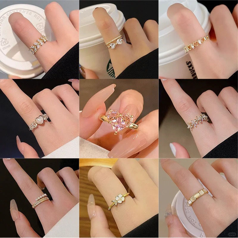 fashion personalized ring women‘s special-interest design open adjustable ring sweet cool hot girl style ornament high-grade ring