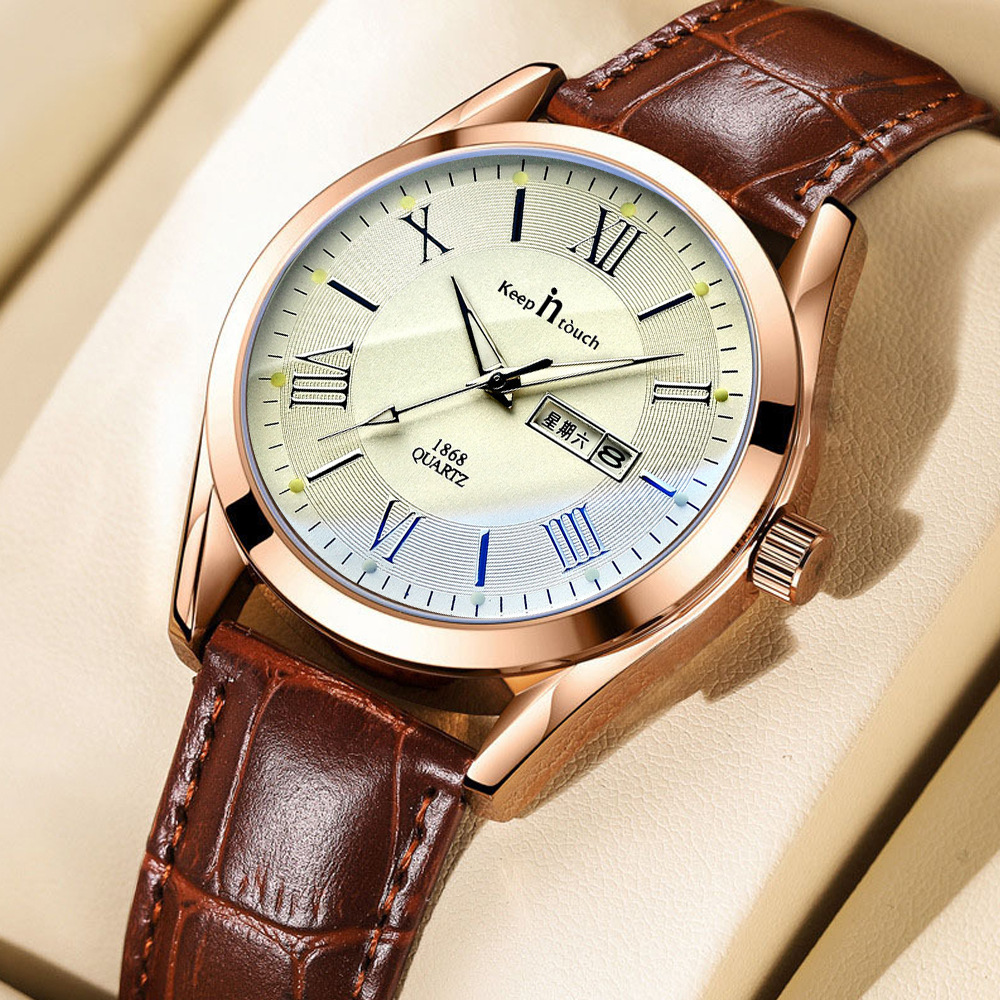 Cross-Border Popular Retro Men's Watch Waterproof Calendar Luminous Quartz Watch Men's Live Broadcast Foreign Trade Dropshipping