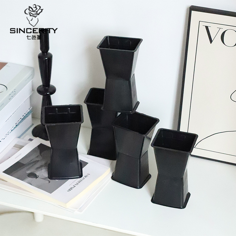 Siete colores, mini muelle cuadrado, paquete de flores, artefacto de flores, nuevo arreglo floral cuadrado, ramo de flecha, floristería, bolso floral