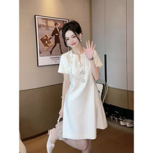 正式场合白色连衣裙小个子奢华大牌高端气质名媛裙子女小众设计感