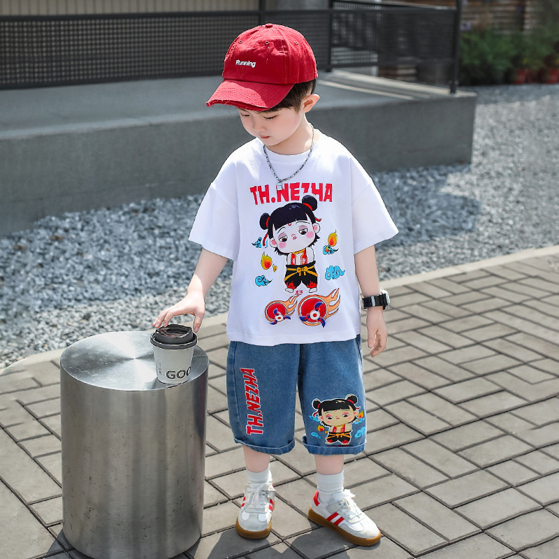 7856 Ropa para niños Traje de manga corta de moda de manga corta de verano para niños 2025 Nuevo vestido de verano para bebés Ropa de celebridades de Internet