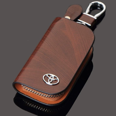 Car key bag – Car Keychain, Universal Car Logo - toyota-wood-grain-brown