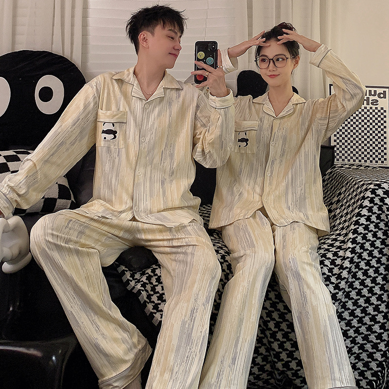 [Exposición de pintura soleada] pijamas de pareja para hombres y mujeres de verano de manga larga de primavera y otoño al aire libre más el tamaño estrella ropa para el hogar invierno
