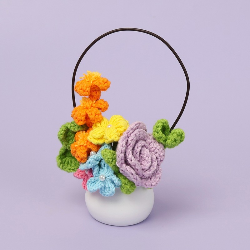 完成したウールひまわり鉢植えスズラン造花チューリップデスクトップ装飾品バレンタインデー教師クラスメートギフト|undefined