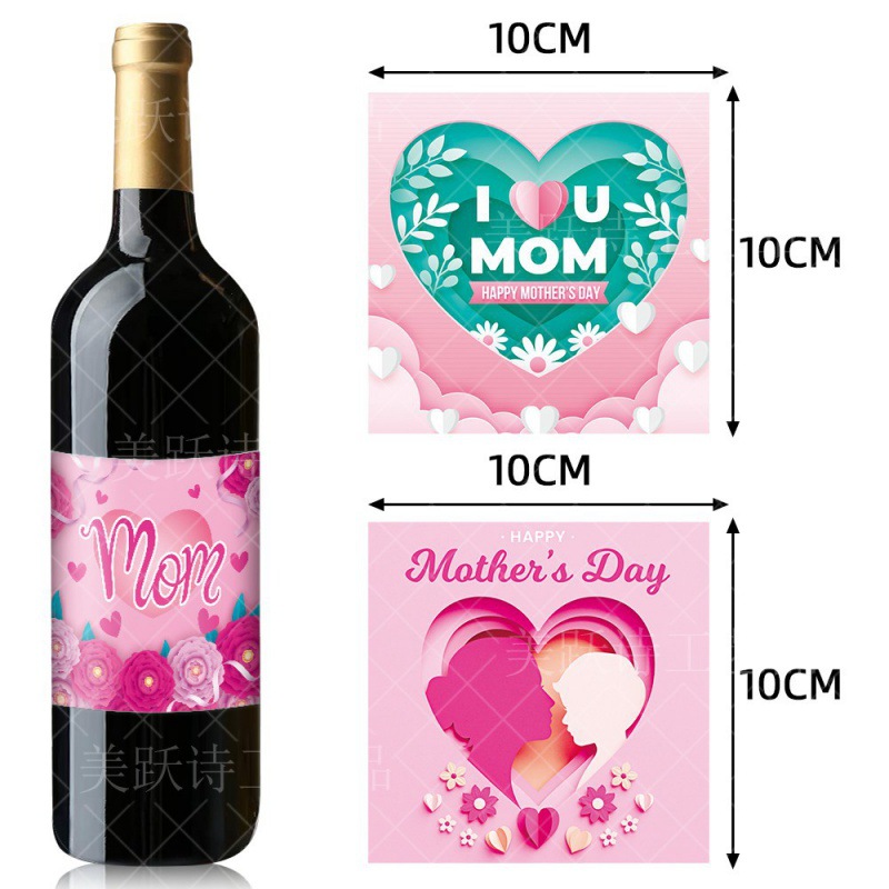 Venta al por mayor del Día de la madre decoración del partido botella de vino pegatinas