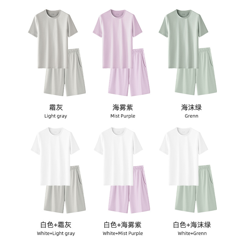 Luz de lujo piel algodón mercerizado las mujeres del verano pijamas traje antibacteriano sensación fresca delgada casual Home wear