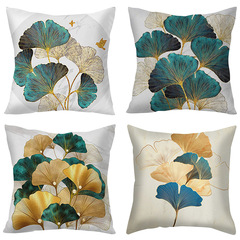 速賣通銀杏葉系列簡約家居抱枕套客廳沙發汽車正方形亞麻靠枕