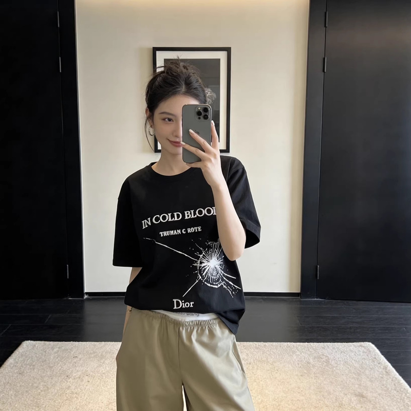 High-End Export Version Do Brand Summer New Model Bullet Hole Broken Glass Print Correct Lettering Short-Sleeve Unisex T-Shirt High-End Export Version Do Brand Summer New Model Bullet Hole Broken Glass Print Correct Lettering Short-Sleeve Unisex T-Shirt
