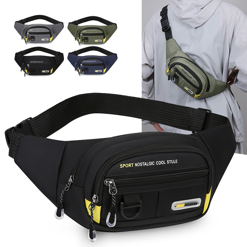 New popular men's waist bag for outdoor fitness, lightweight running shoulder bag, durable crossbody bag for mobile phones and coins