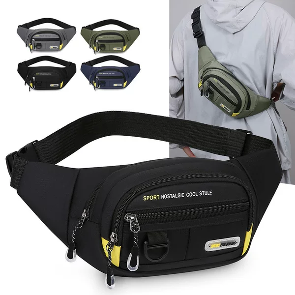 New popular men's waist bag for outdoor fitness, lightweight running shoulder bag, durable crossbody bag for mobile phones and coins
