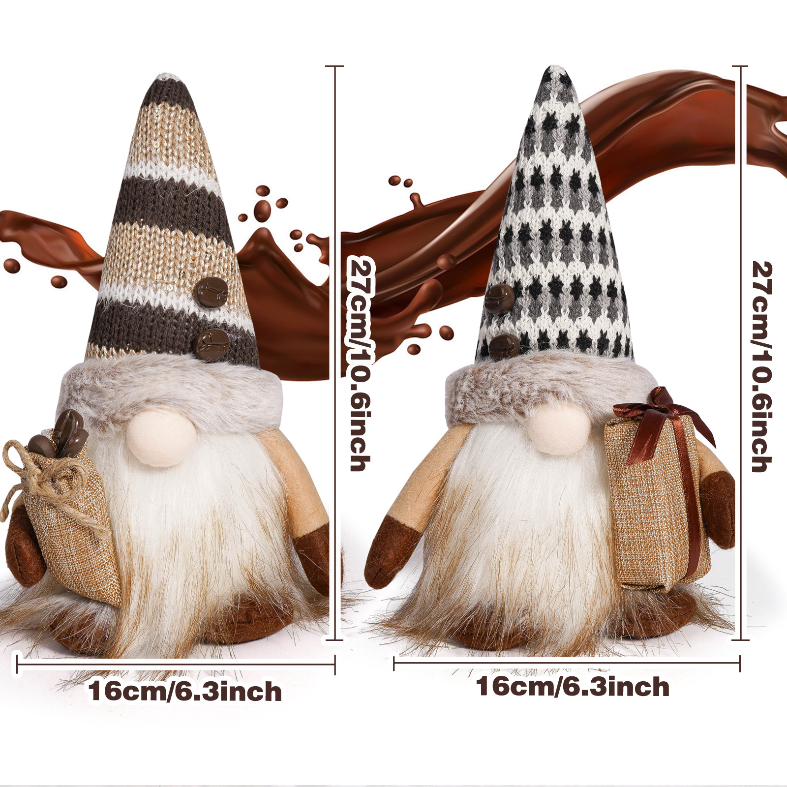 Nuevos productos transfronterizos de café luminoso muñeca sin cara encantadora bolsa de café de punto con luces del duende Rudolph decoración