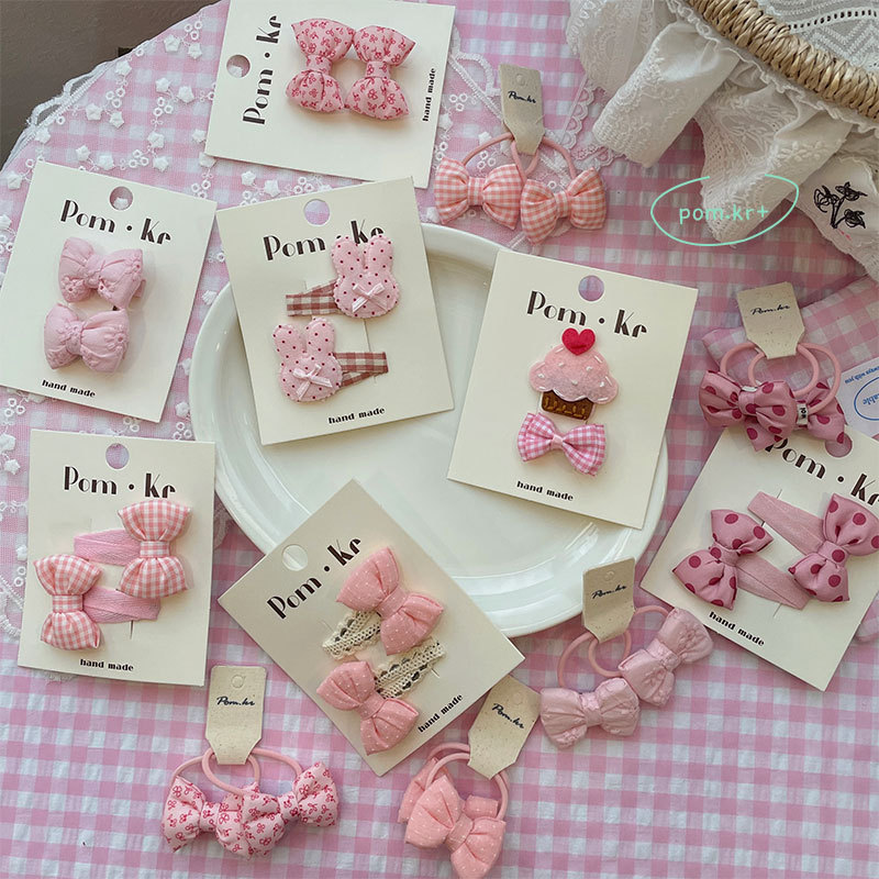 New Korean-Style Sweet and Gentle Pink Plaid Bow Hair Clip for Children, Fabric Side Fringe Bangs Clip for Girls New Korean-Style Sweet and Gentle Pink Plaid Bow Hair Clip for Children, Fabric Side Fringe Bangs Clip for Girls