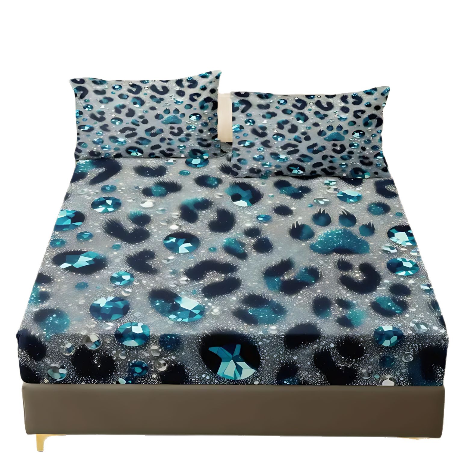TEMU / JIT Transfronterizo suministro directo multicolor leopardo tema impresión digital 3D abrasión colcha de colcha de almohada conjunto