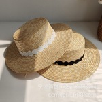 定制欧美新款麦秆平顶帽时尚简约网红太阳草帽英伦复古沙滩帽工厂