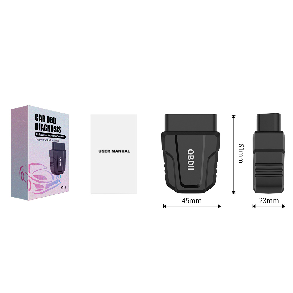 Transfronterizo V011 OBD2 Scanner ELM327 25K80 Android IOS Detector de fallas automotrices